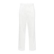 MM6 Maison Margiela Bull Cotton Straight Leg Trousers White, Herr