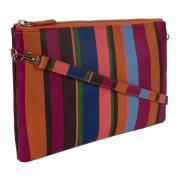 Gallo Fuchsia Läder Clutch med Multifärgade Ränder Multicolor, Dam