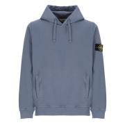 Stone Island Blå Bomullshoodie med Logopatch Blue, Herr