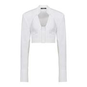 Balmain Kort bomullsskjorta White, Dam