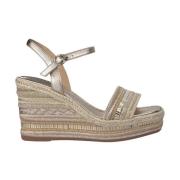 ALMA EN PENA Rhinestone Wedge Sandal med Flätad Detalj Yellow, Dam