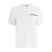 Brunello Cucinelli Bomull Jersey Crew Neck T-shirt White, Dam