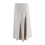 Brunello Cucinelli Elegant Flared Midi Skirt White, Dam