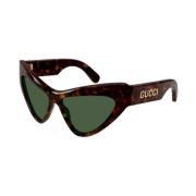 Gucci Cat-Eye Solglasögon med Logo Arm Brown, Dam