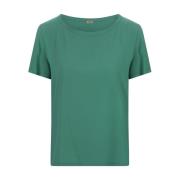 Her Shirt Silke Grön T-shirt Rund Hals Kort Ärm Green, Dam