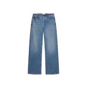 Frame Wide Leg Cut Off Jeans Blue, Dam