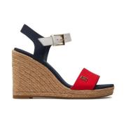 Tommy Hilfiger Randig kilklack sandal för kvinnor Blue, Dam