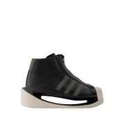 Y-3 Svarta Lädersneakers - Rund Tå Black, Herr