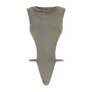 Entire Studios Stretch Viscose Valve Bodysuit Gray, Dam