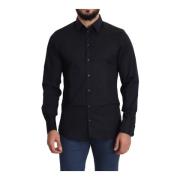 Dolce & Gabbana Svart Slim Fit Bomullsskjorta Black, Herr