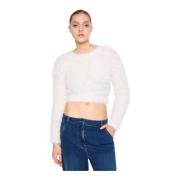 Silvian Heach Rund hals långärmad crop top White, Dam