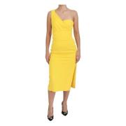 Dolce & Gabbana Gul One-Shoulder Midi Klänning Yellow, Dam