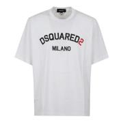 Dsquared2 Bomull Loose Fit Tee Skjorta White, Herr