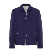 Brunello Cucinelli Quiltad Jacka med Spridkrage Blue, Herr