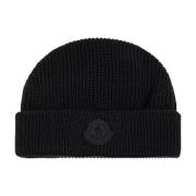 Moncler Ullmössa med logopatch Black, Herr