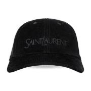 Saint Laurent Corduroy baseball cap Black, Herr