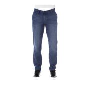 Trussardi Stiliga Jeans med knapp och dragkedja Blue, Herr