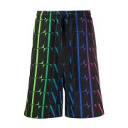 Valentino Svarta Shorts Ss22 Bomull Nylon Multicolor, Herr