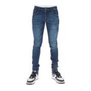 Lyle & Scott Blå Print Slitna Effekt Jeans Blue, Herr