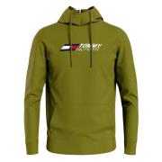 Tommy Jeans Logo Fleece Hoody Hoodie Green, Herr