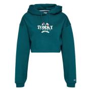 Tommy Jeans Super Crop Modern Prp 1 Hoodie Green, Dam