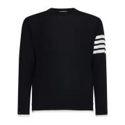 Thom Browne Svart 4-Bar Crew Neck Sweater Black, Herr