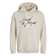 Jack & Jones Logo Crew Hoodie Beige, Herr