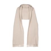 Brunello Cucinelli Huvad Ull Kashmir Sjal Beige Beige, Dam