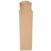 Sportmax Asymmetrisk Jersey Klänning Beige Beige, Dam