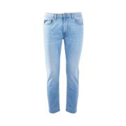 YES ZEE Komfort Denim Jeans med Läderlogo Blue, Herr