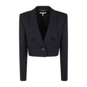 Chloé Blå Ull Cropped Blazer Blue, Dam