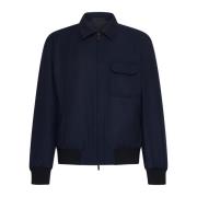 Giorgio Armani Blå Ull Blouson Jacka Blue, Herr