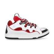 Lanvin Vita Lädersneakers med Logodetalj White, Dam