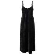 Plain Units Satin Slip Klänning Svart V-Ringning Black, Dam