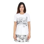 Max Mara Ernesta Vit Grafisk Tryck T-shirt White, Dam