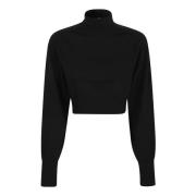 Max Mara Puffed Turtleneck Sweater Black, Dam