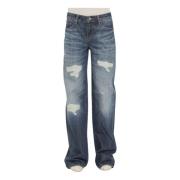 Armani Exchange Vintage Stil Tvättade Denim Jeans Blue, Dam