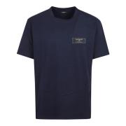 Balmain Label T-Shirt - Straight Fit Blue, Herr