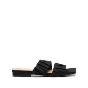 Ganni Platt Sandal med Smock Detalj Black, Dam