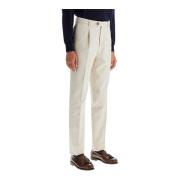 Brunello Cucinelli Avslappnad Passform Gabardine Byxor Beige, Herr