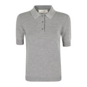 Blumarine Strass Polo Stickad Tröja Gray, Dam