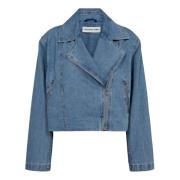 Designers Remix Klassisk Denim Bikerjacka Blue, Dam