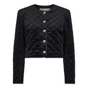 Designers Remix Quiltad sammetjacka med gyllene knappar Black, Dam