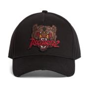 Dsquared2 Horror Baseball Cap Svart Distressed Broderad Black, Herr