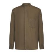 Ermenegildo Zegna Khaki Grön Mandarin Krage Skjorta Brown, Herr