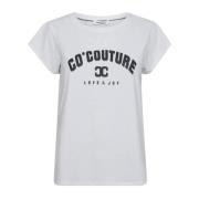 Co'Couture Delicate Print Tee Top White, Dam