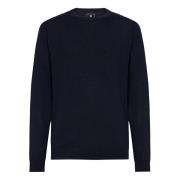 Boggi Milano Crew Neck Jumper i superfint merinoull Blue, Herr