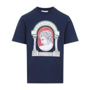 Casablanca Tryckt T-shirt Medalj Stil Blue, Herr