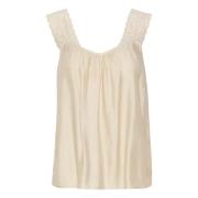 Cream Sleeveless Tops Beige, Dam