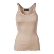 Rosemunde Feminin Top med Sidenkant Beige, Dam